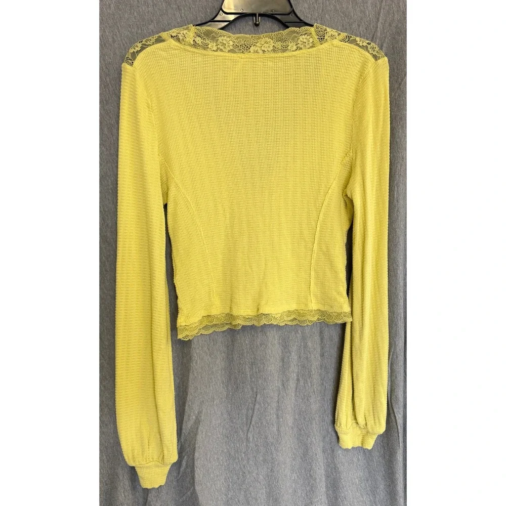 Free People Large Thermal Lace Coquette Cottagecore Yellow Romantic Victorian‎
